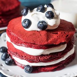 a stack of cake mix pancakes on a plate