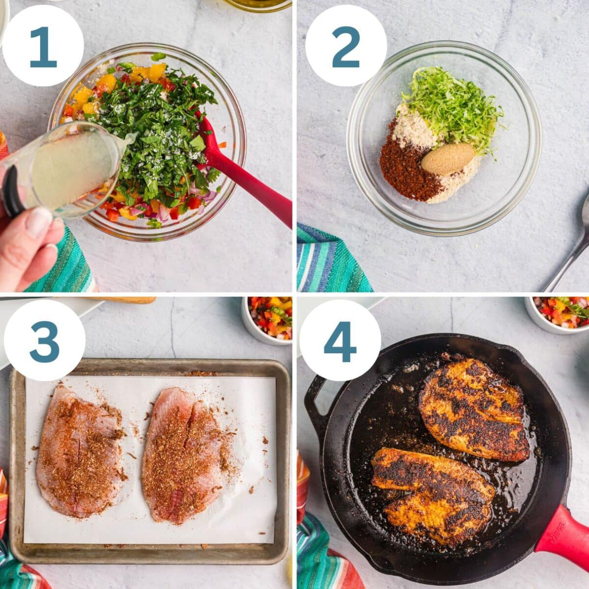 collage of how to make chili lime tilapia