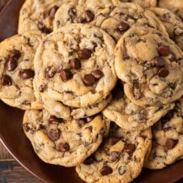 plate of bakery chocolate chip cookies