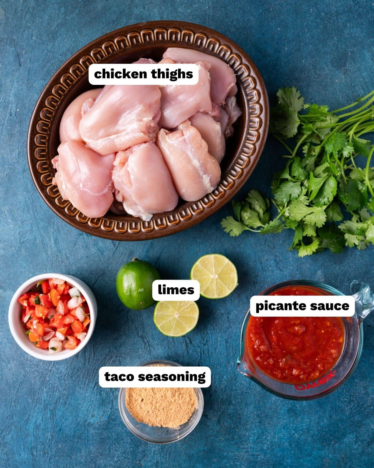 ingredients for crockpot chicken tacos on a table