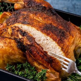 closeup of an oven roasted chicken