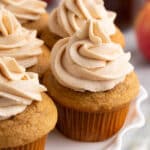 closeup of apple butter cupcakes on a plate