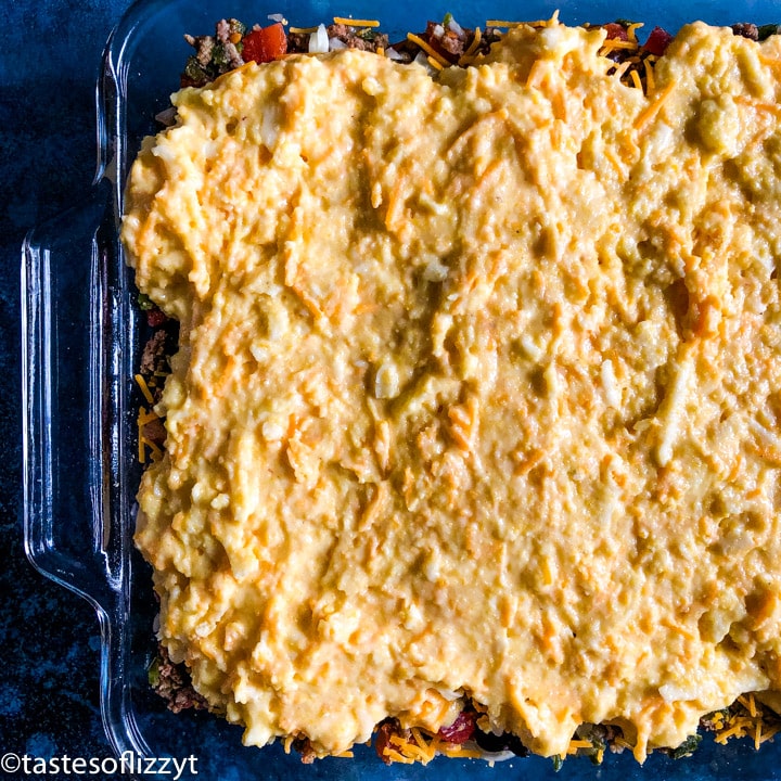 unbaked tamale pie on a table