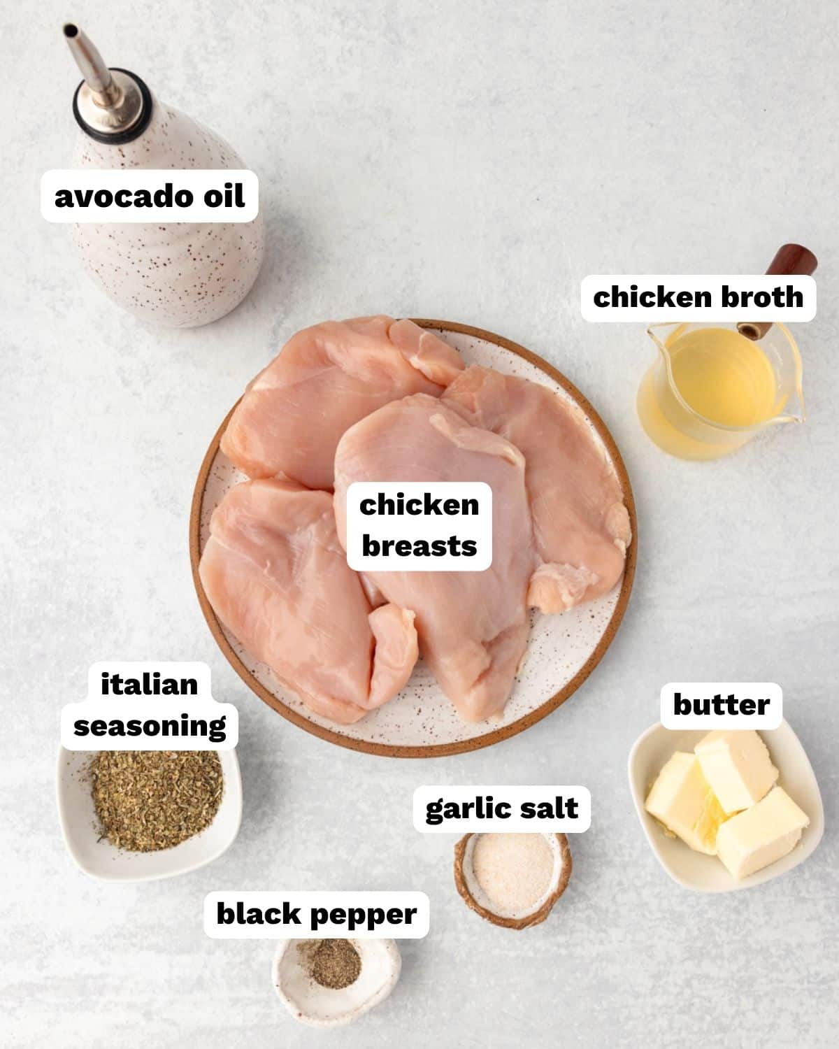 ingredients for cast iron chicken breasts on a table