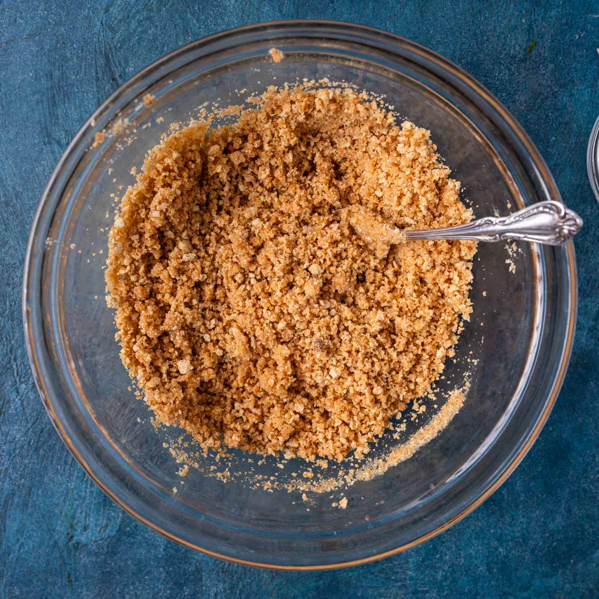 graham cracker crumbs for crust in a bowl