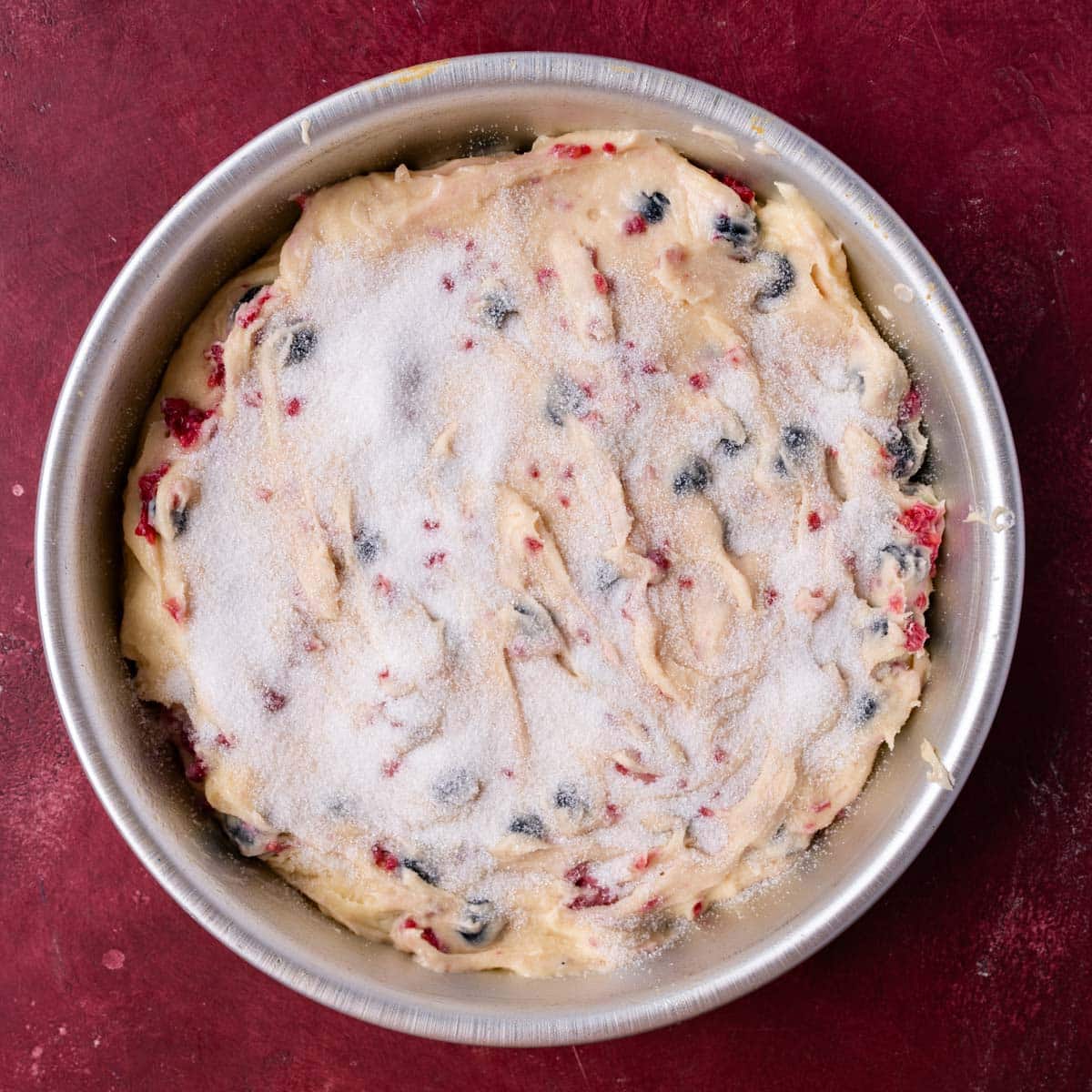 unbaked red white and blueberry cake