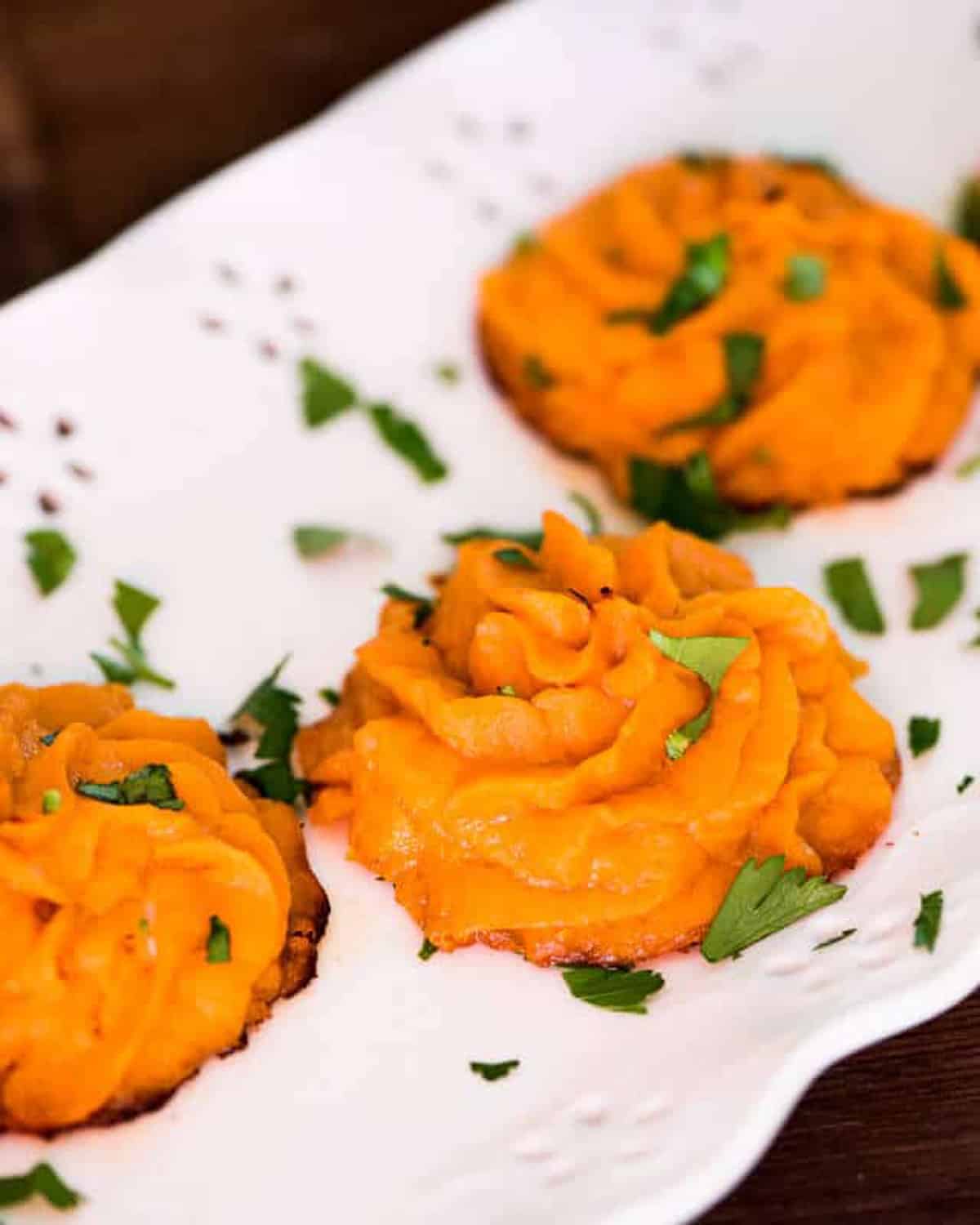 duchess sweet potatoes on a plate