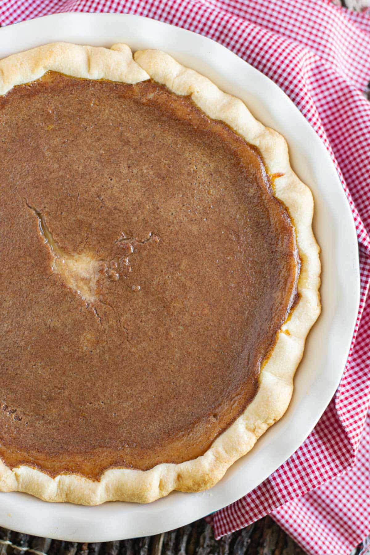 overhead of baked apple butter pie