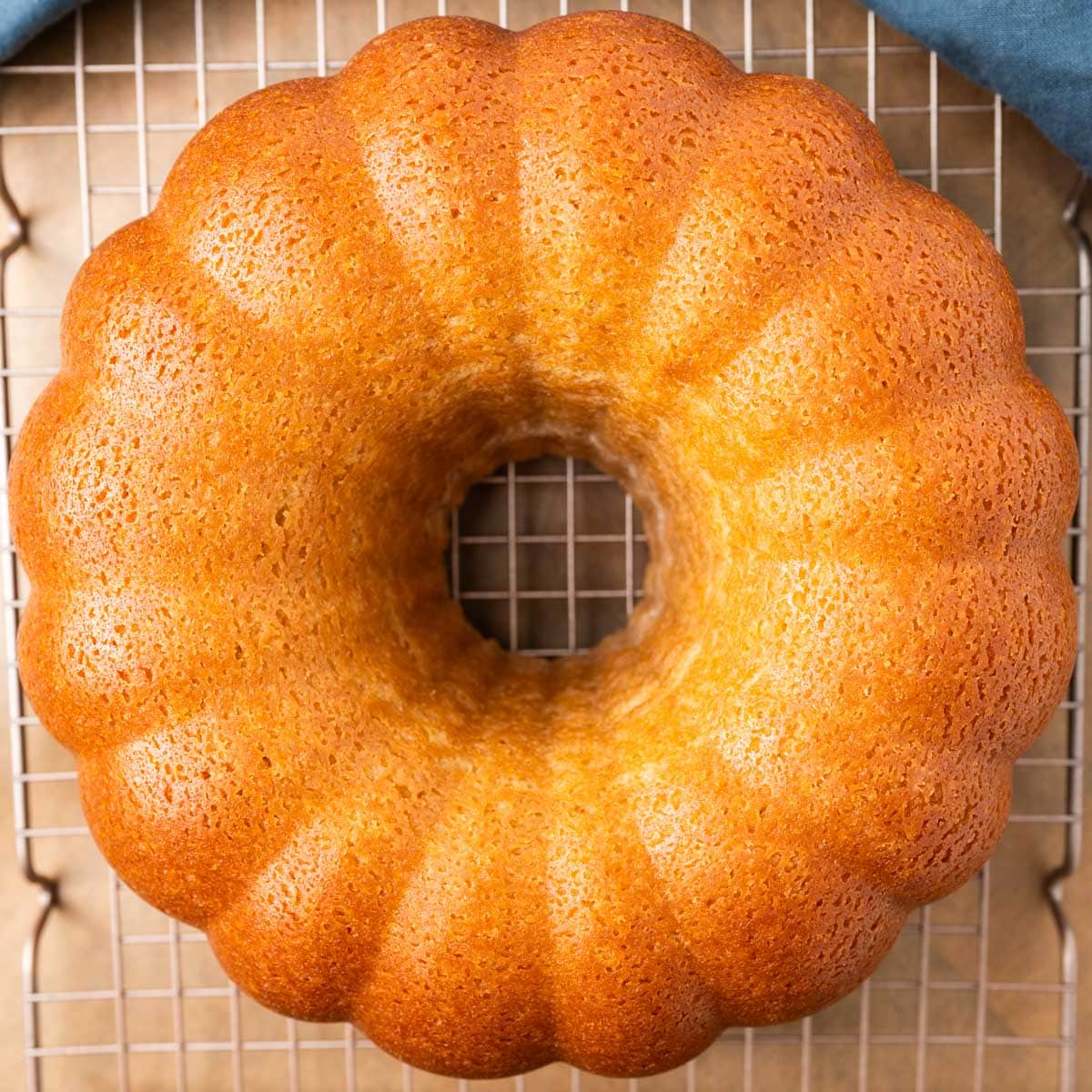 baked pound cake on a wire rack