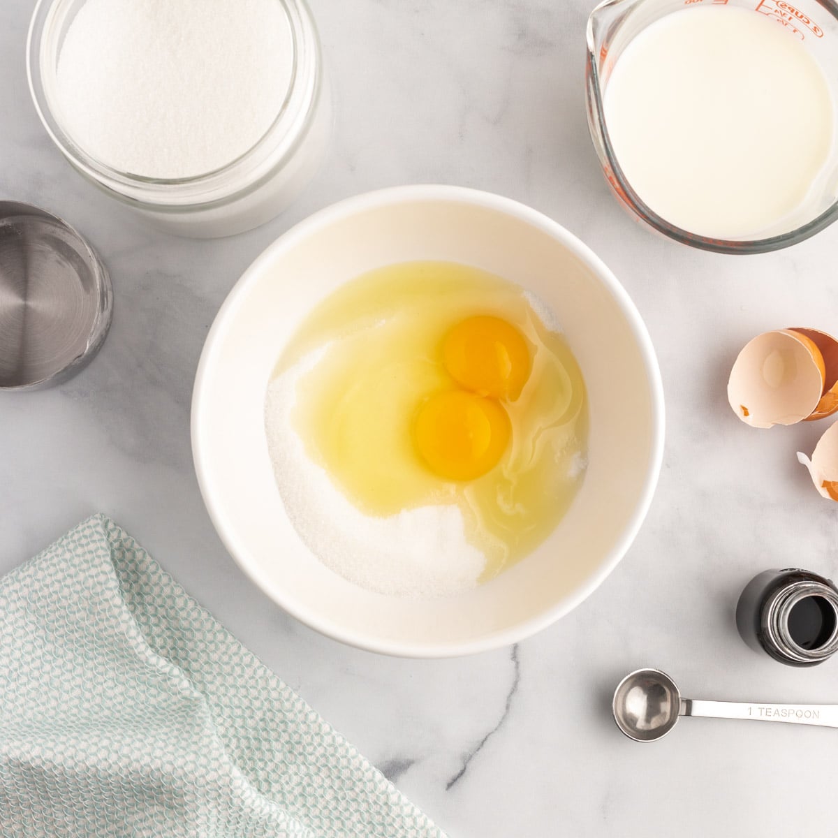 wet ingredients for cake in a bowl