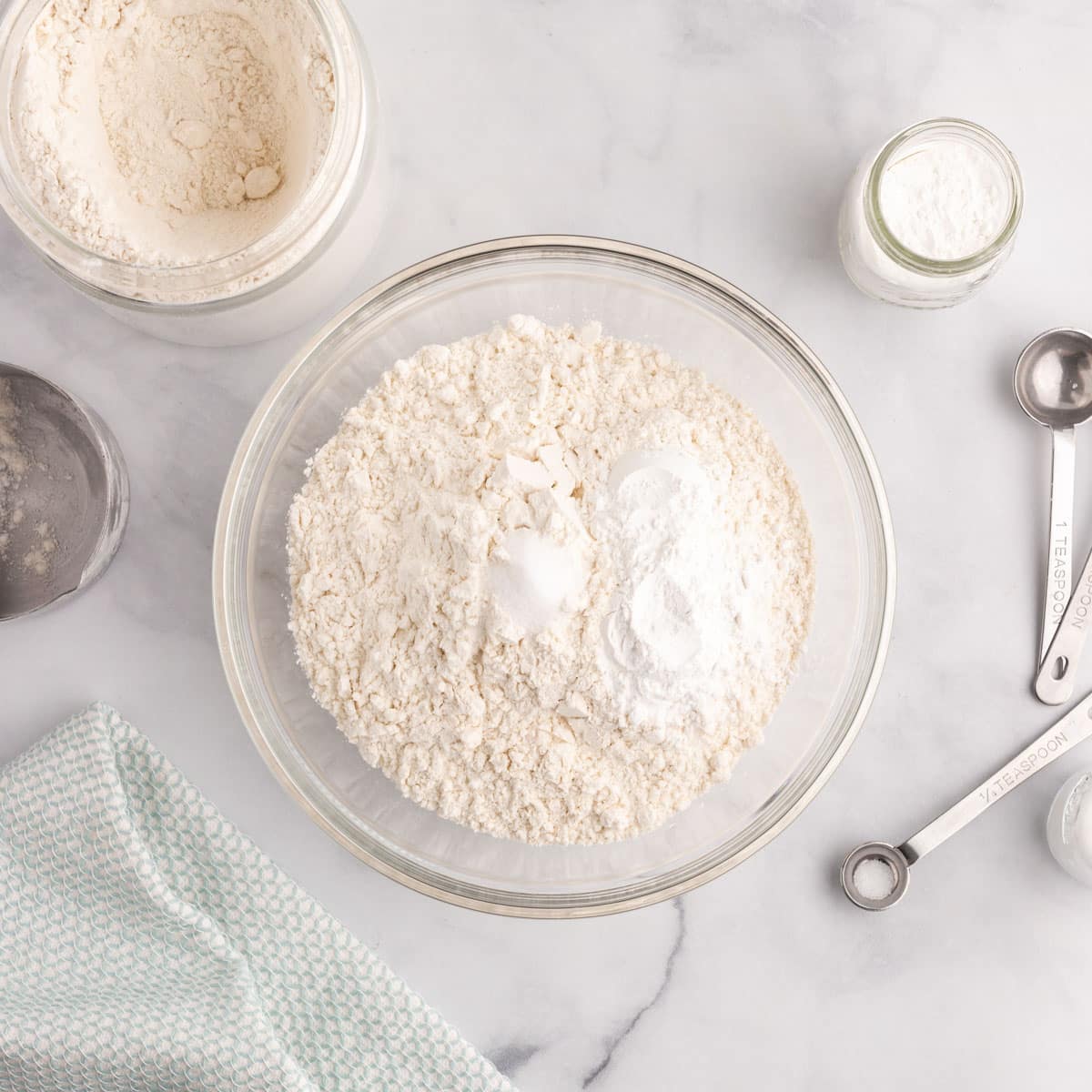 dry ingredients for cake in a bowl