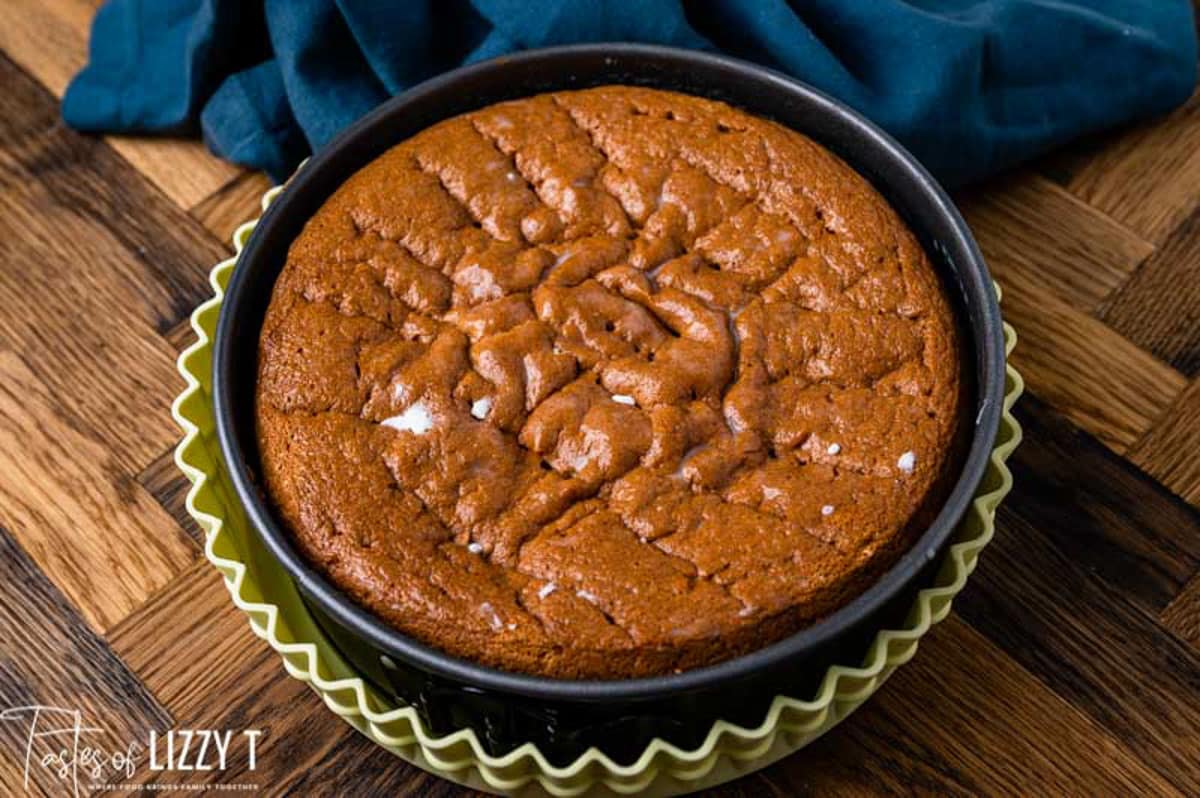 baked coconut cake in a springform pan