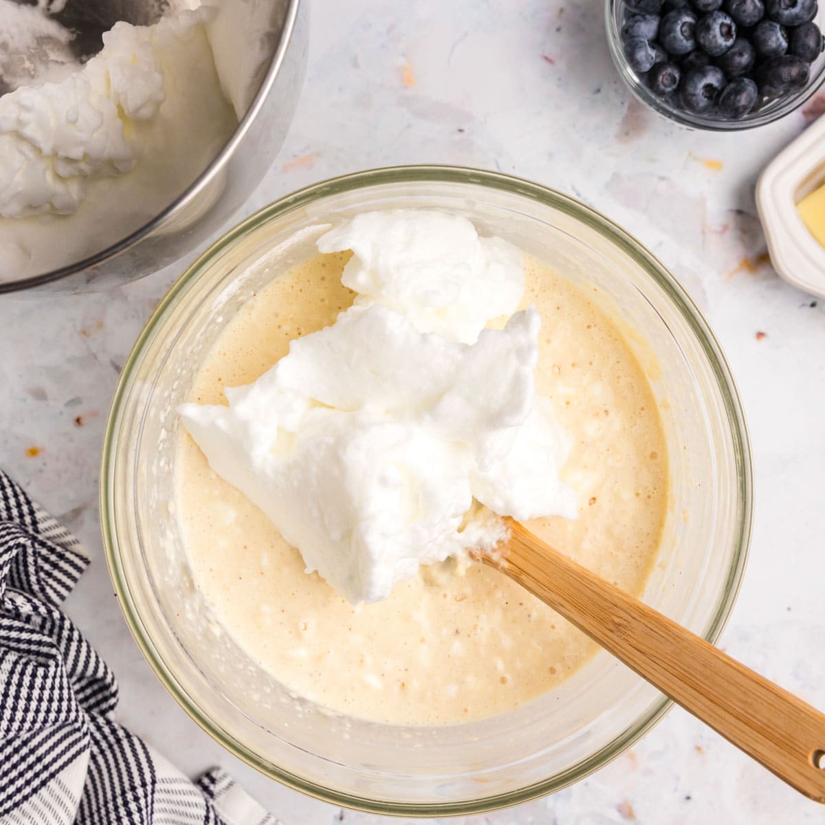 folding egg whites into pancake batter