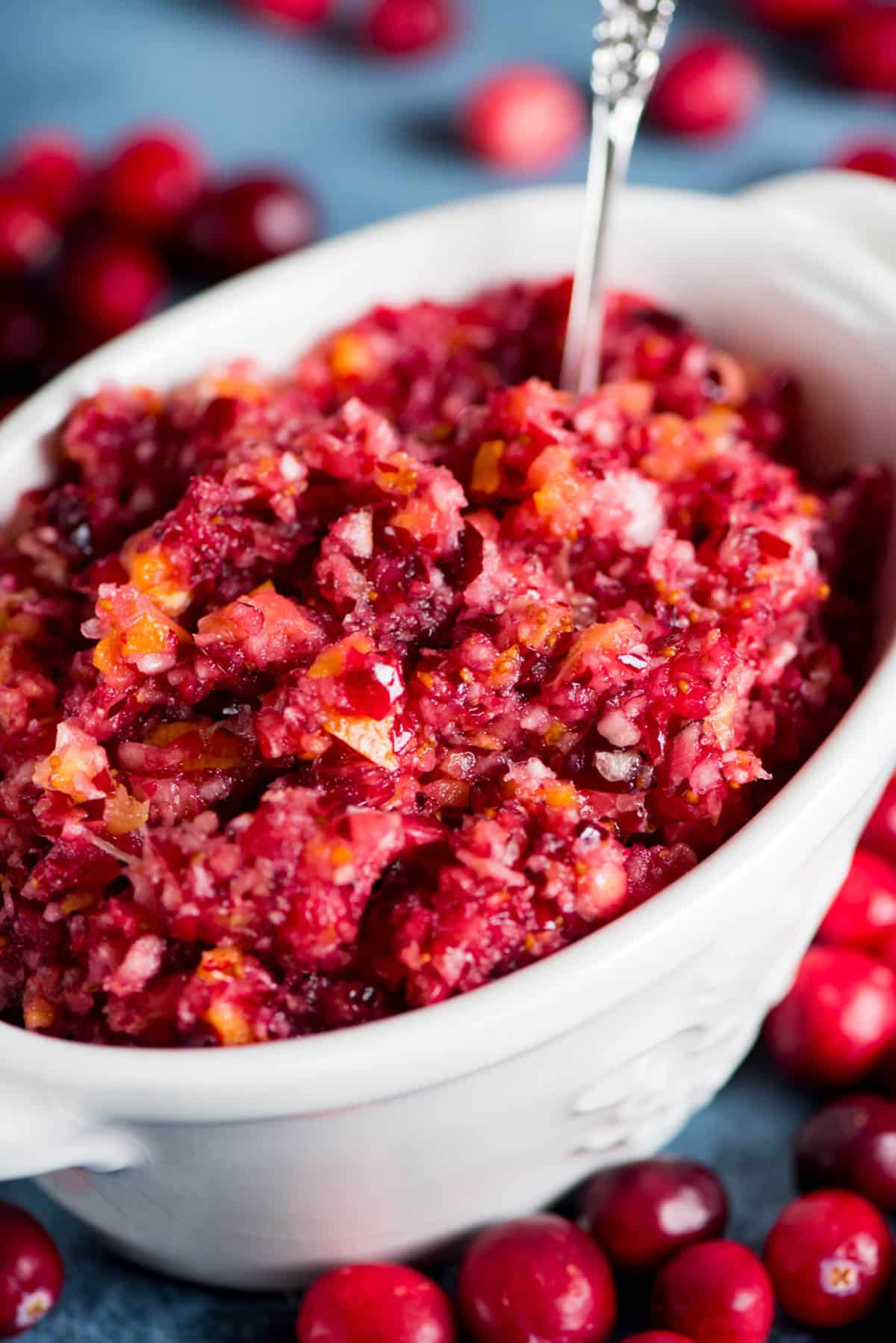 a bowl of cranberry relish with orange