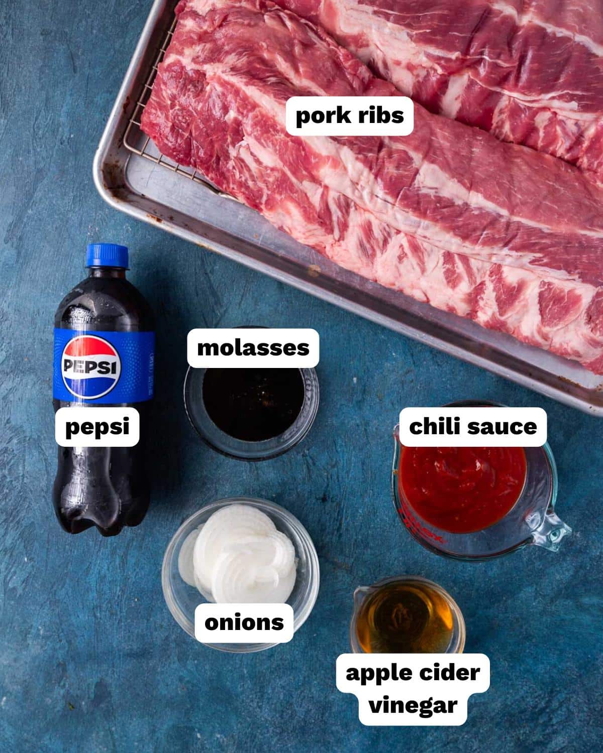 ingredients for pork ribs on a table