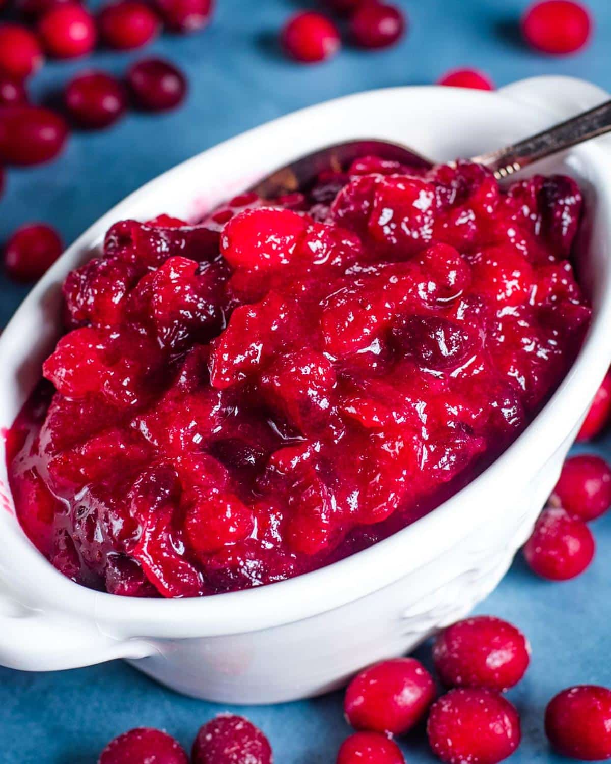 closeup of cranberry sauce in a bowl