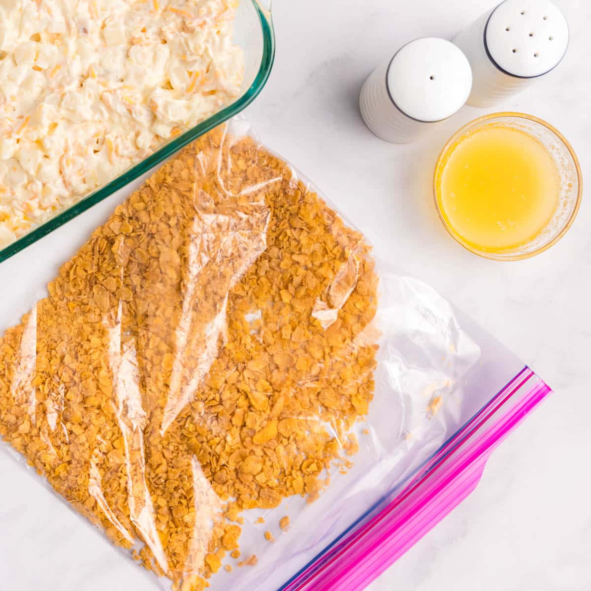 crushed graham crackers in a bag on a table