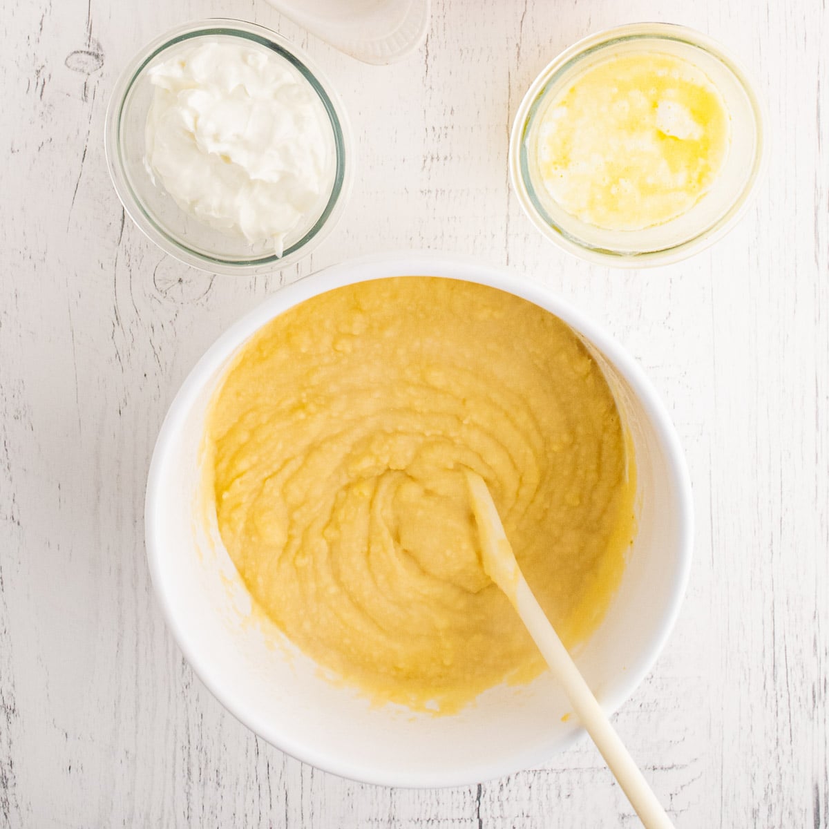 instant mashed potatoes in a bowl with a spoon