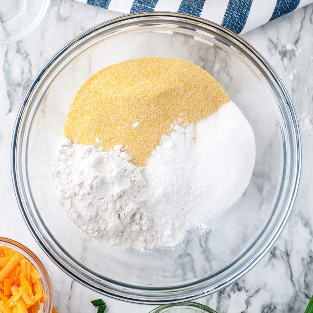 dry ingredients for cornbread in a bowl