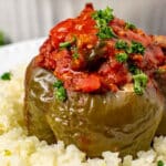 closeup of a paleo stuffed pepper