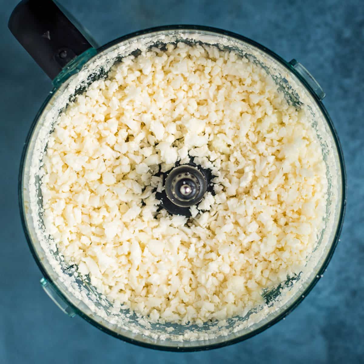 cauliflower riced in a food processor