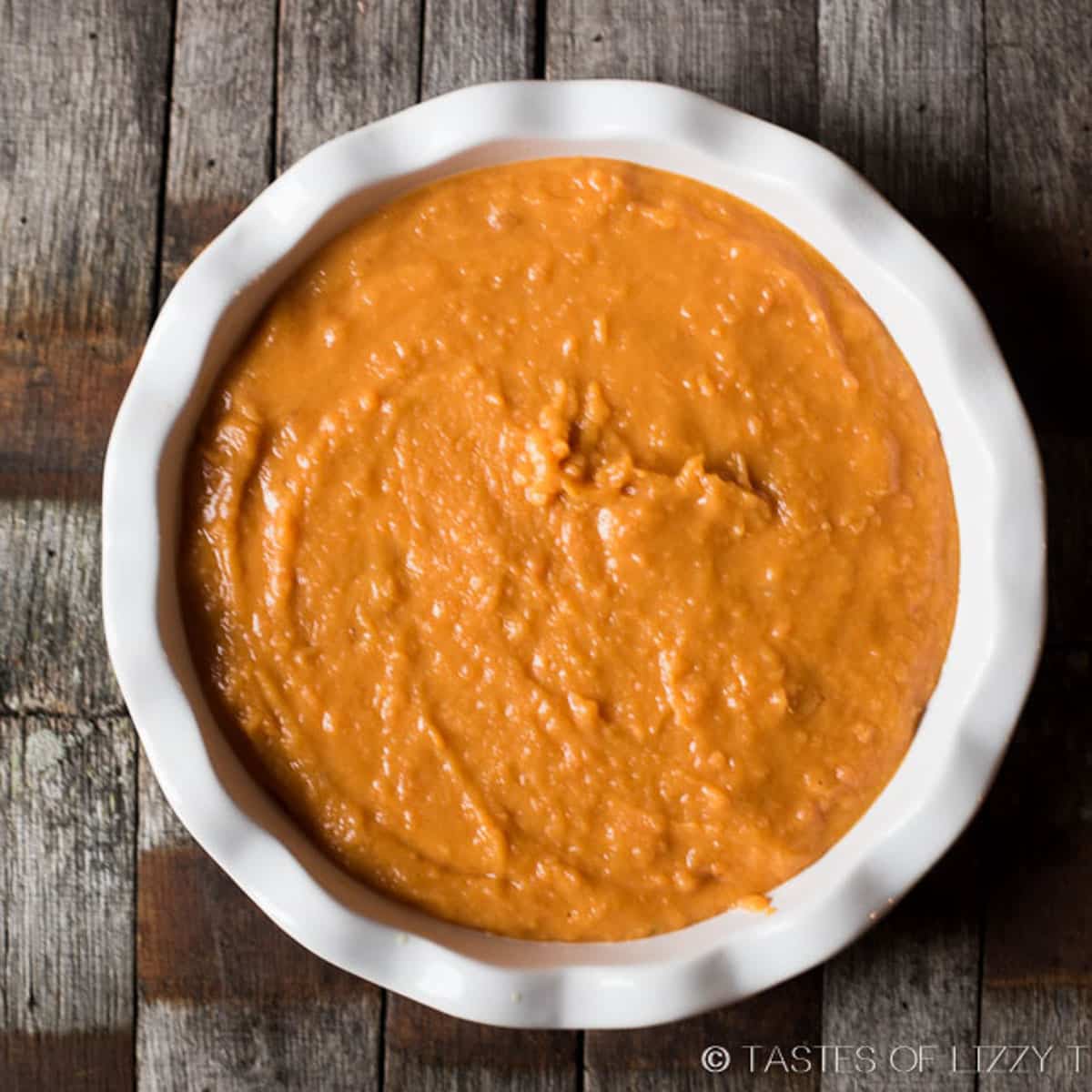 sweet potato puree in a baking dish