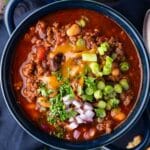 closeup of a bowl of sweet & spicy chili