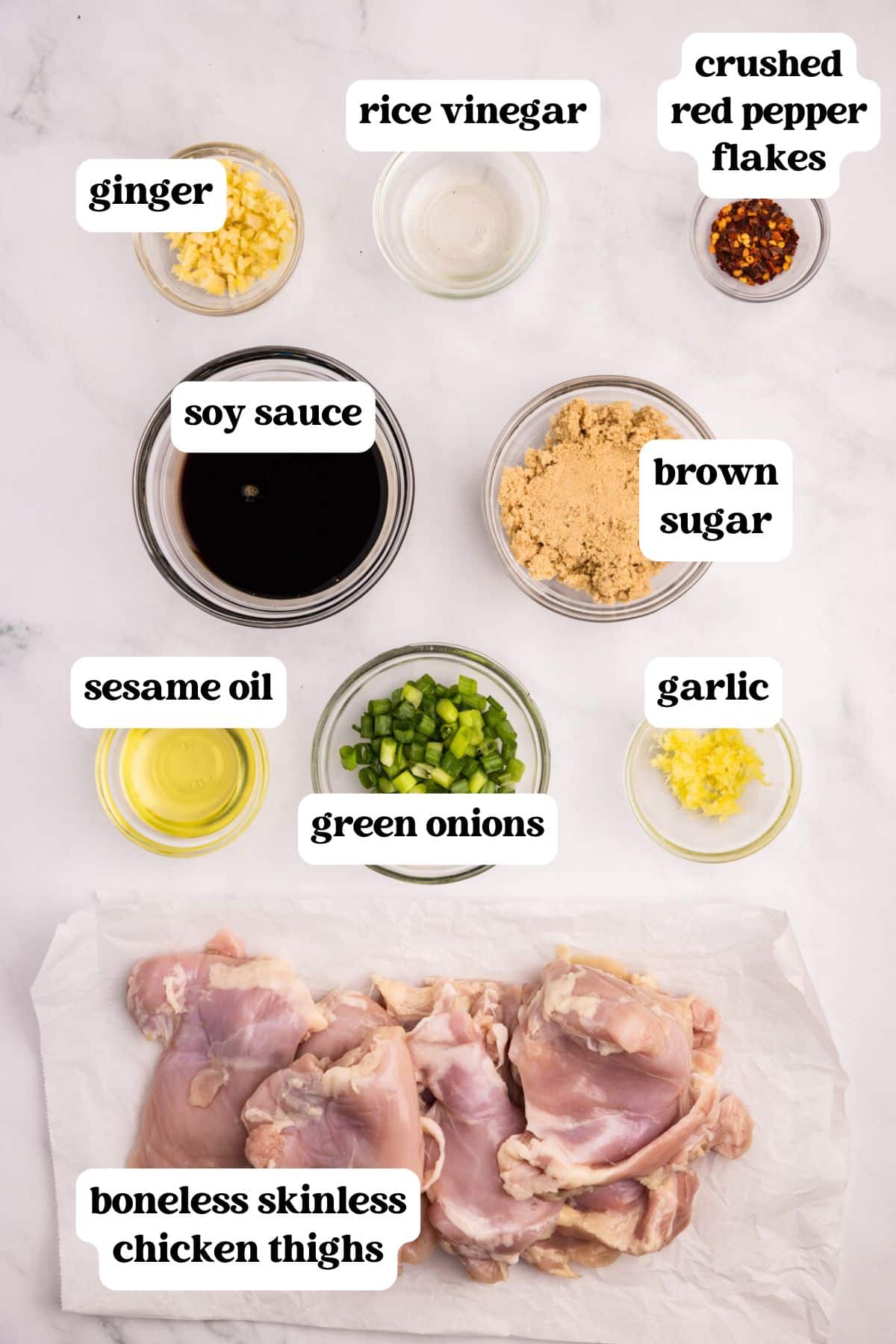 teriyaki chicken thighs ingredients on a table