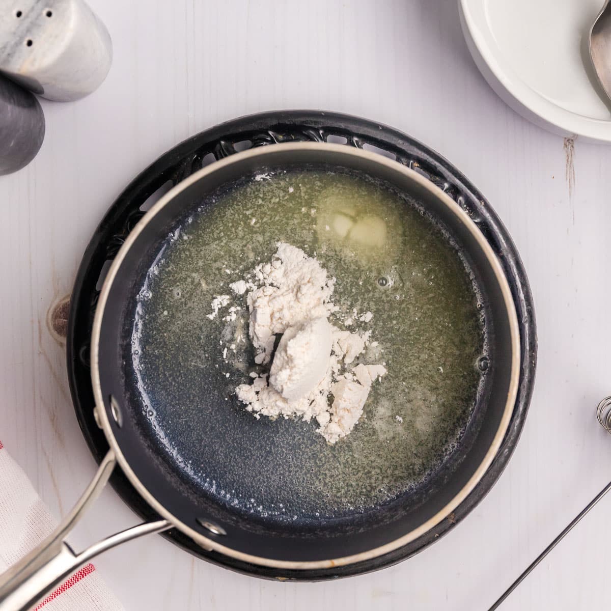 melted butter and flour in a saucepan