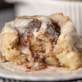 the inside of a gooey bisquick cinnamon roll