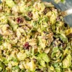 brussels sprouts cranberry salad in a bowl