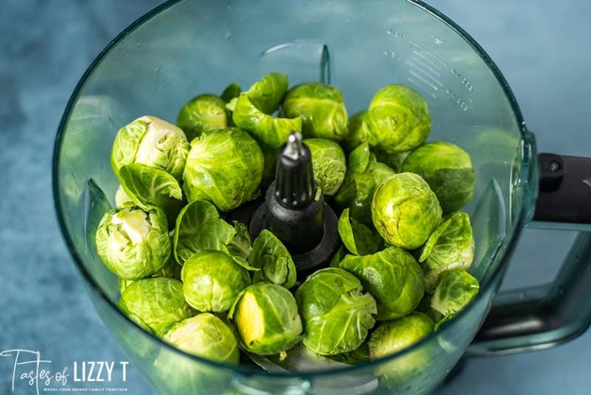 whole brussels sprouts in a food processor