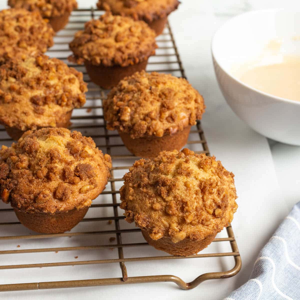 unfrosted apple muffins with streusel on top