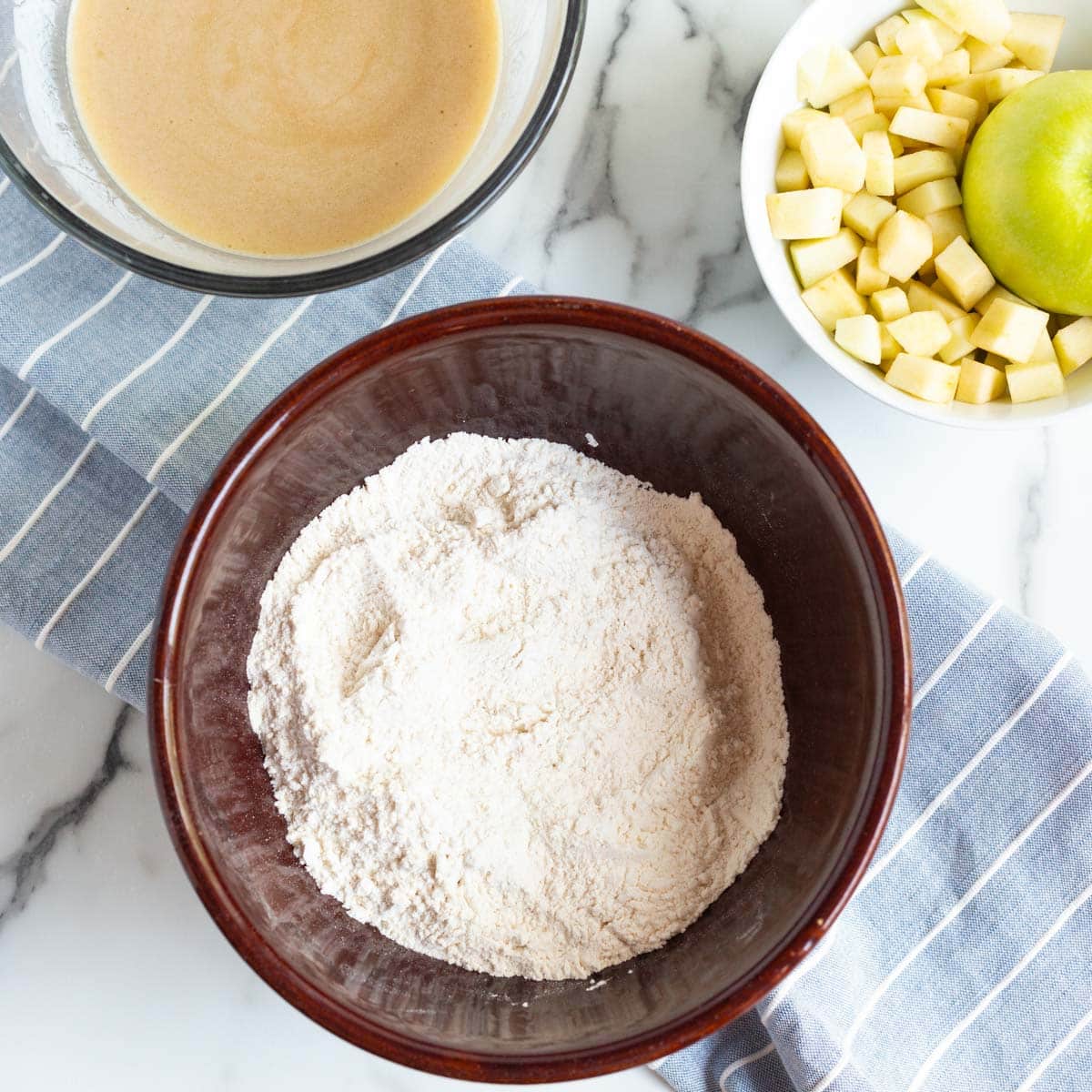 dry ingredients for muffins on a table