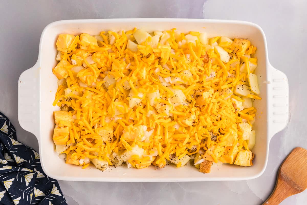 unbaked cheesy potatoes with velveeta casserole