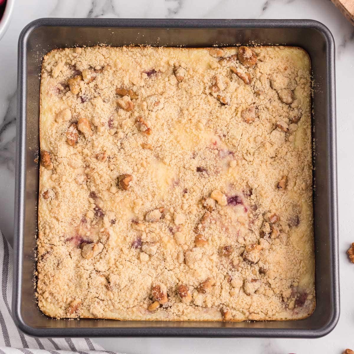 baked cream cheese bars in a pan