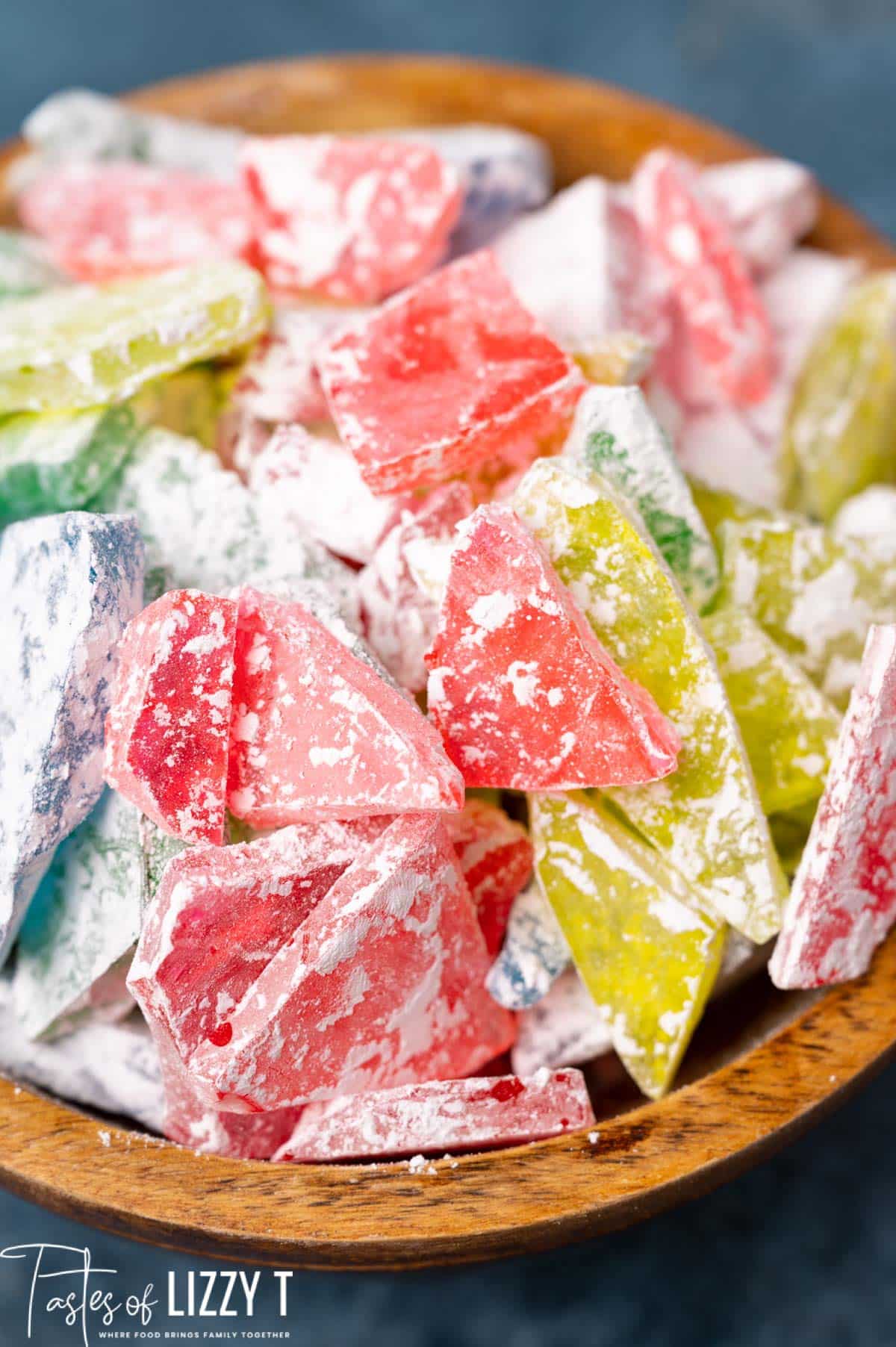 closeup of a bowl of hard tack candy