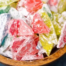 closeup of a bowl of hard tack candy