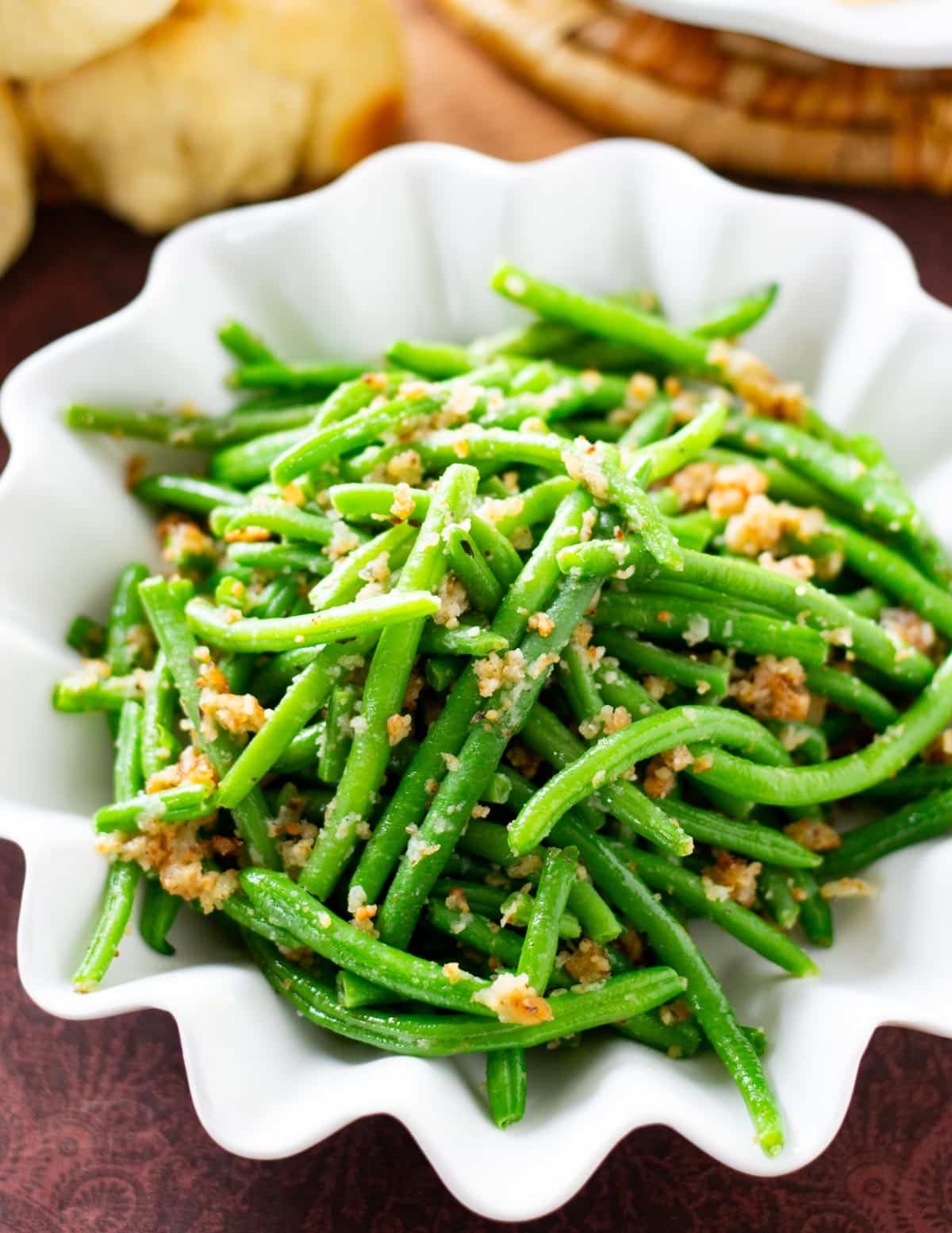 closeup of buttery italian green beans