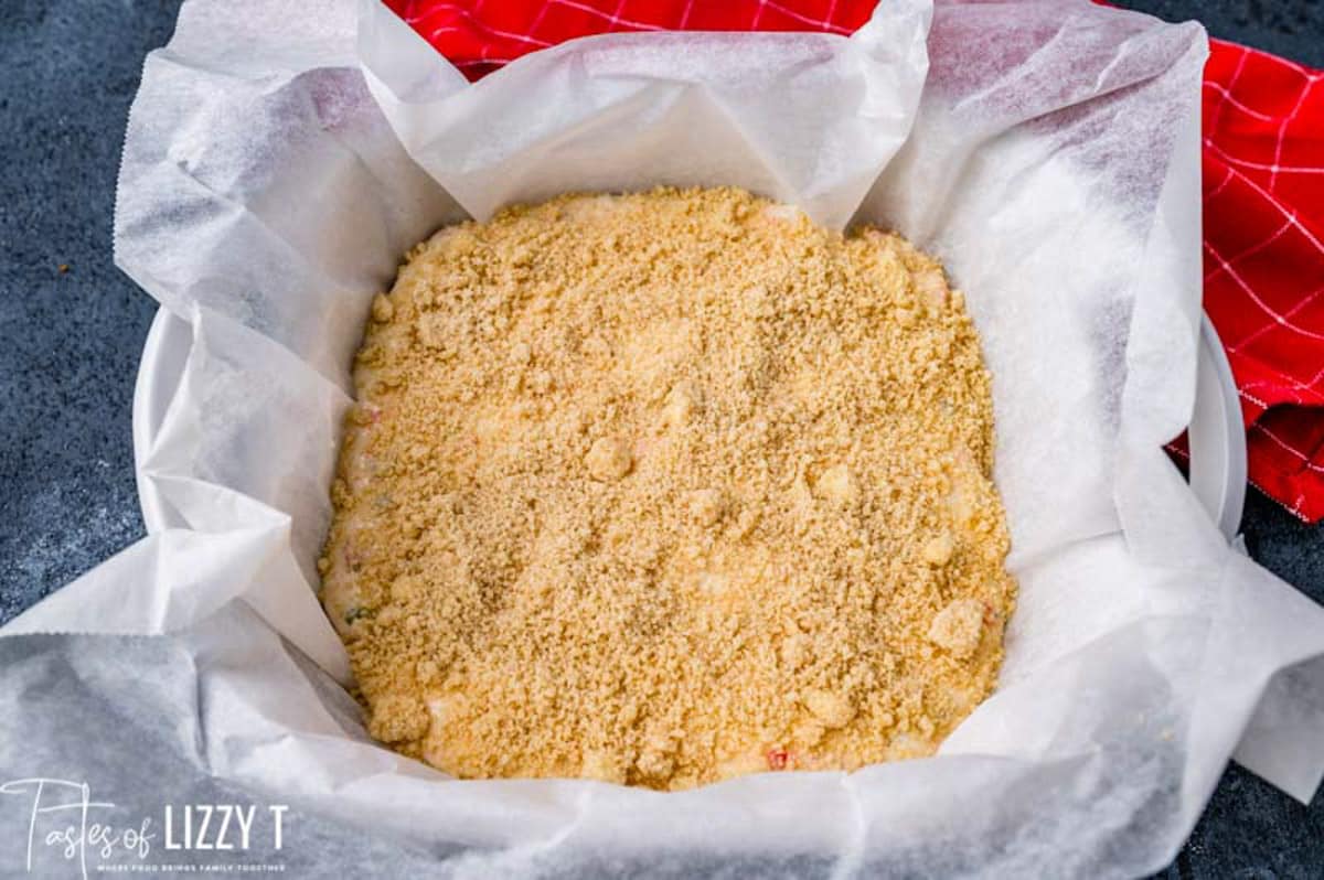 unbaked merry cherry bars in a pan