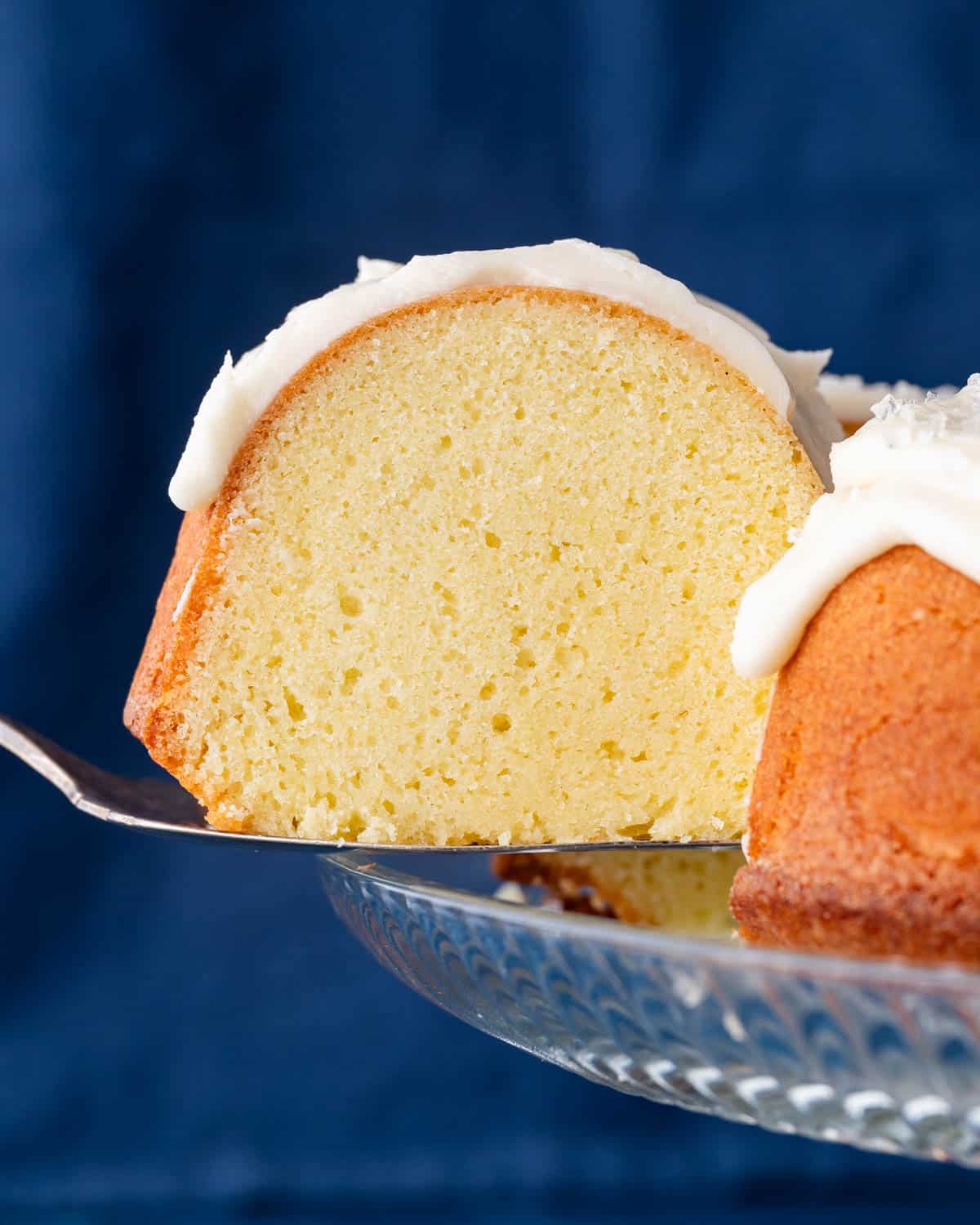 closeup of a piece of old fashioned pound cake