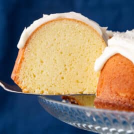 closeup of a piece of old fashioned pound cake