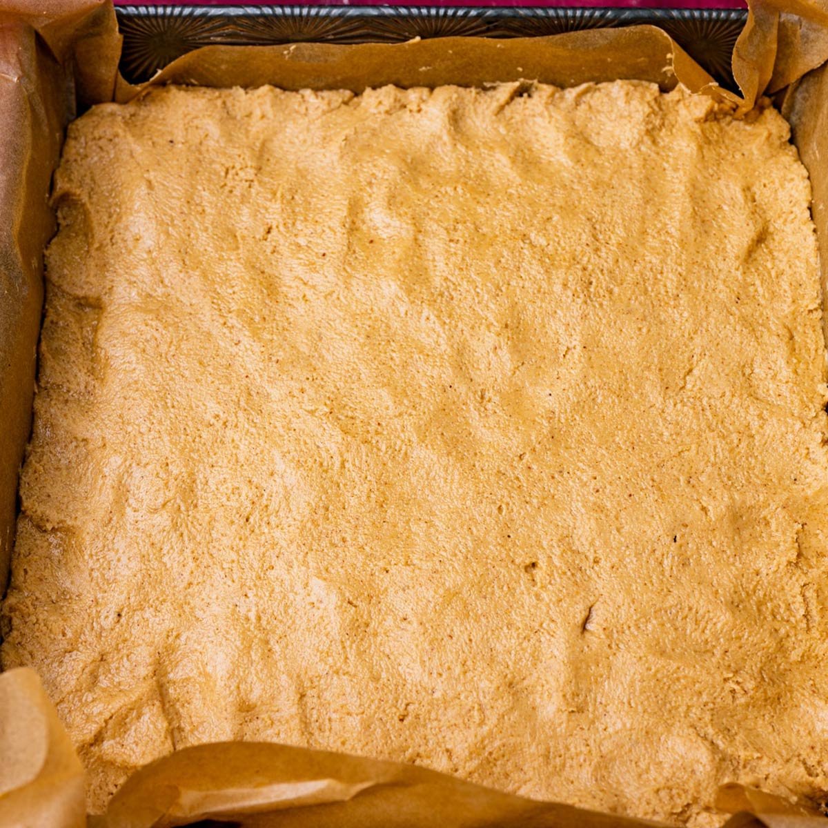 peanut butter pressed into a baking pan