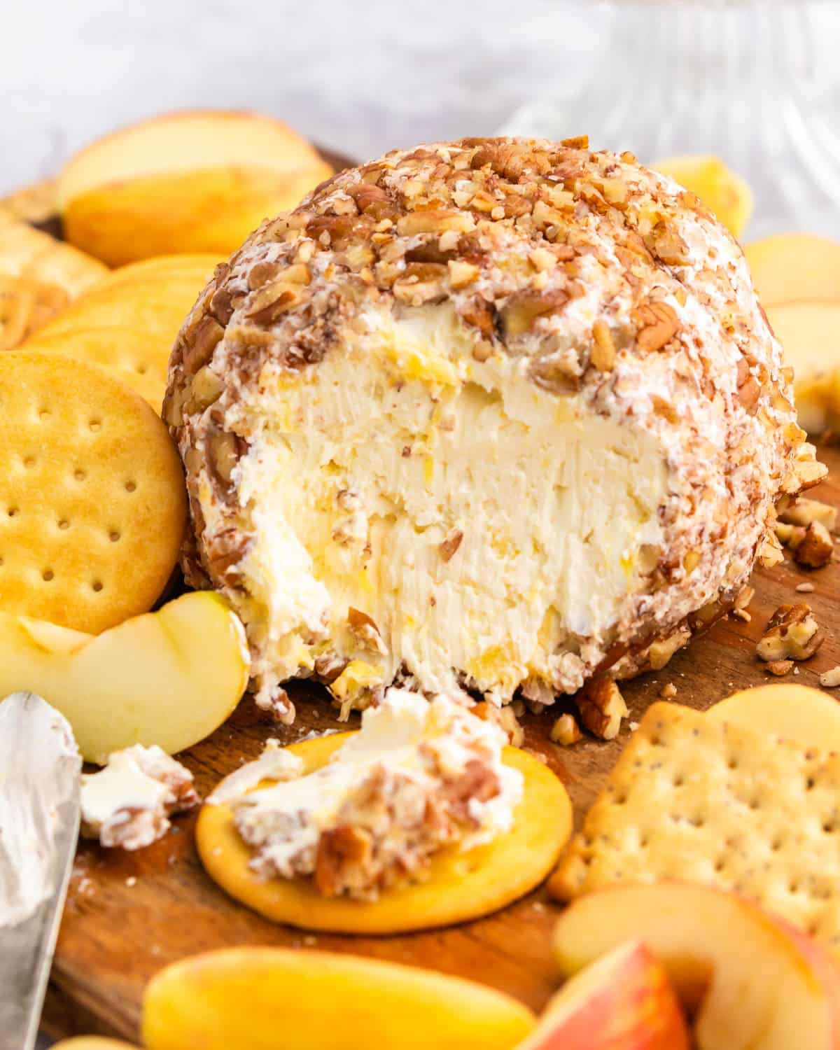 half of a pineapple pecan cheese ball