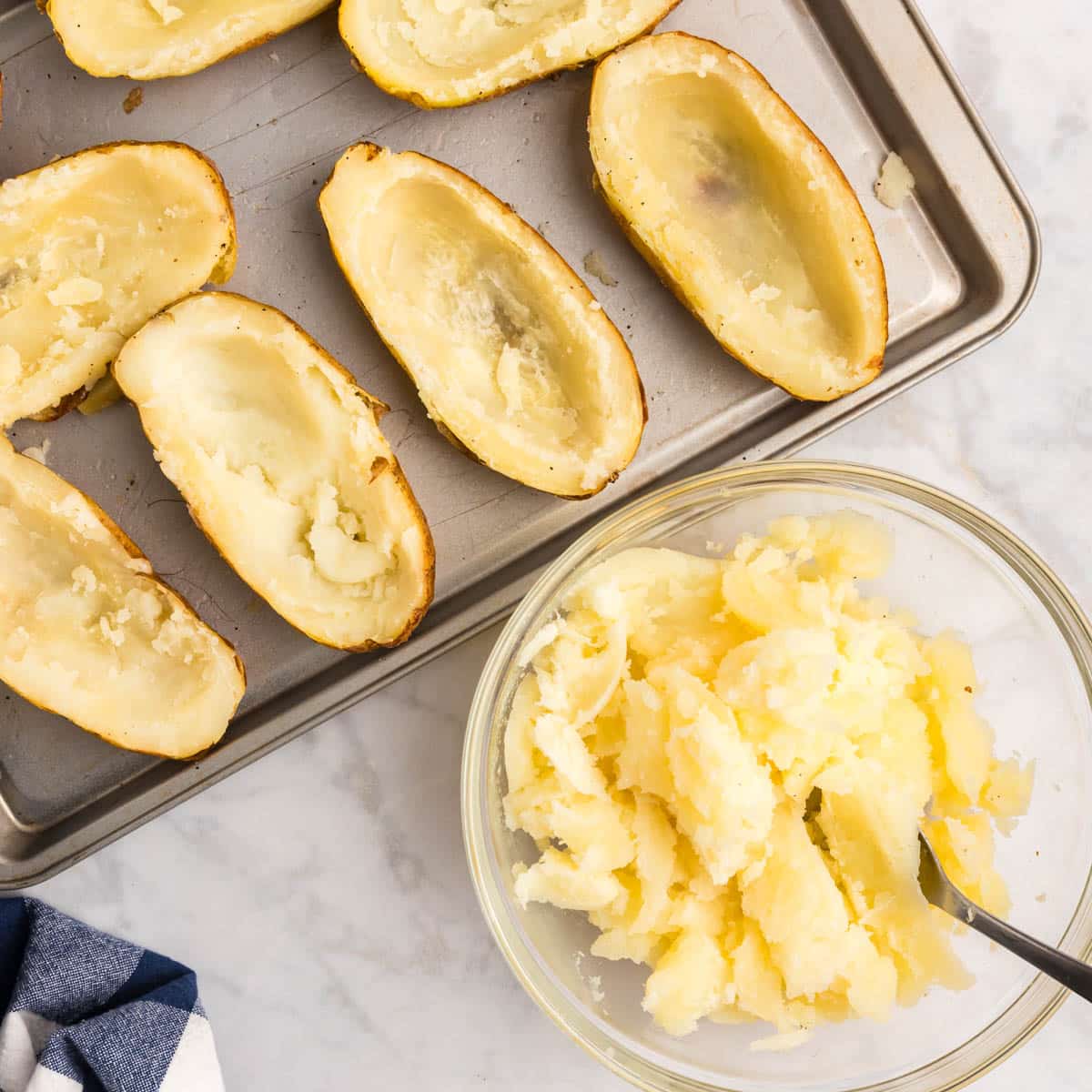 potatoes hollowed out for loaded potatoes