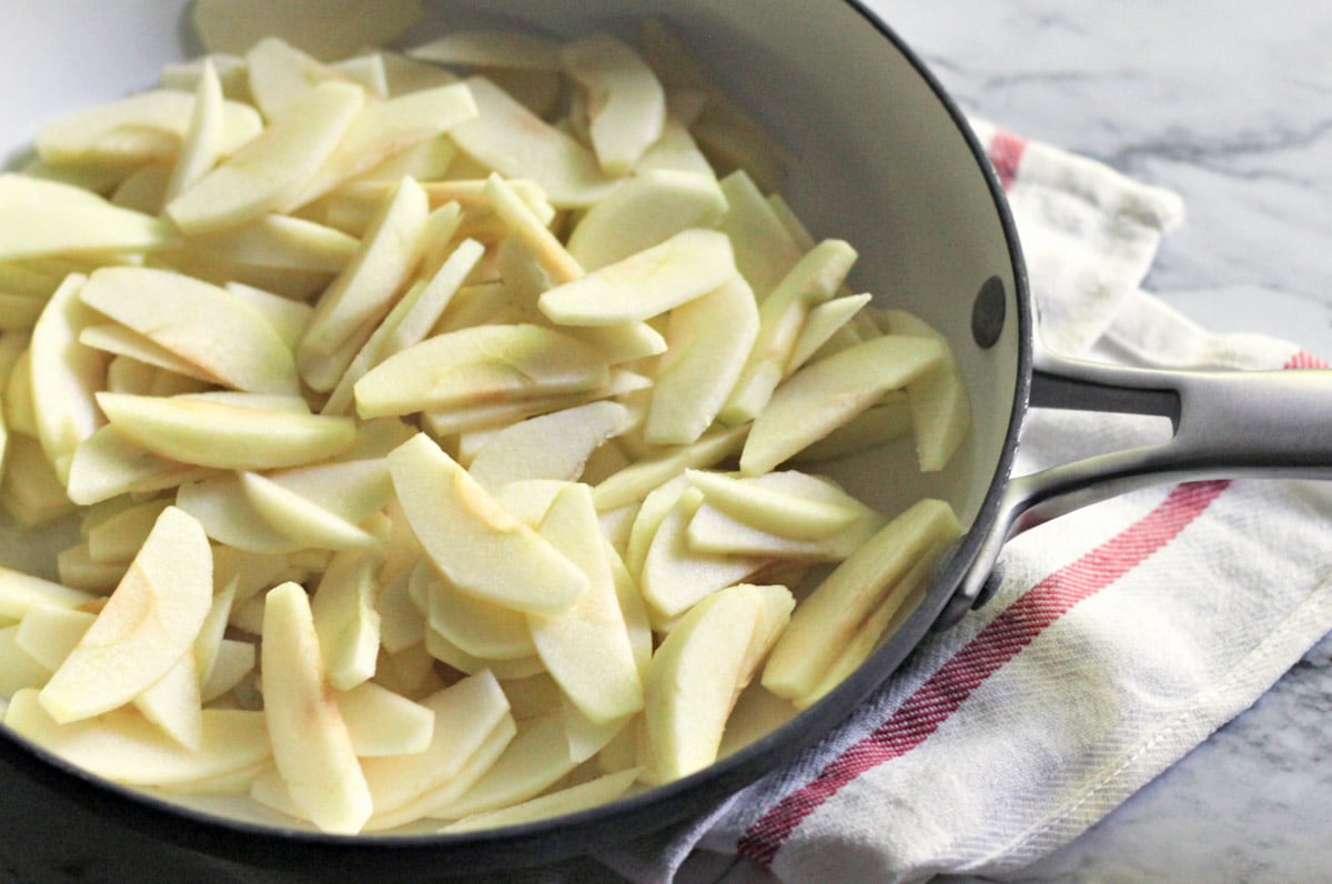 sliced apples in a skillet