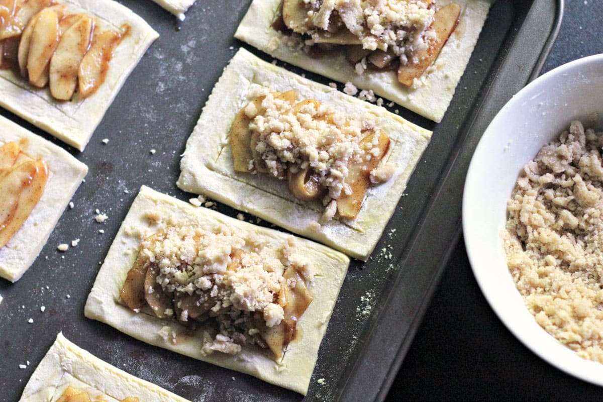 unbaked apple crumble danishes