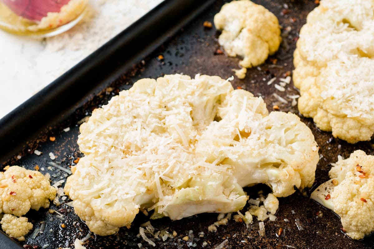 slices of cauliflower with parmesan