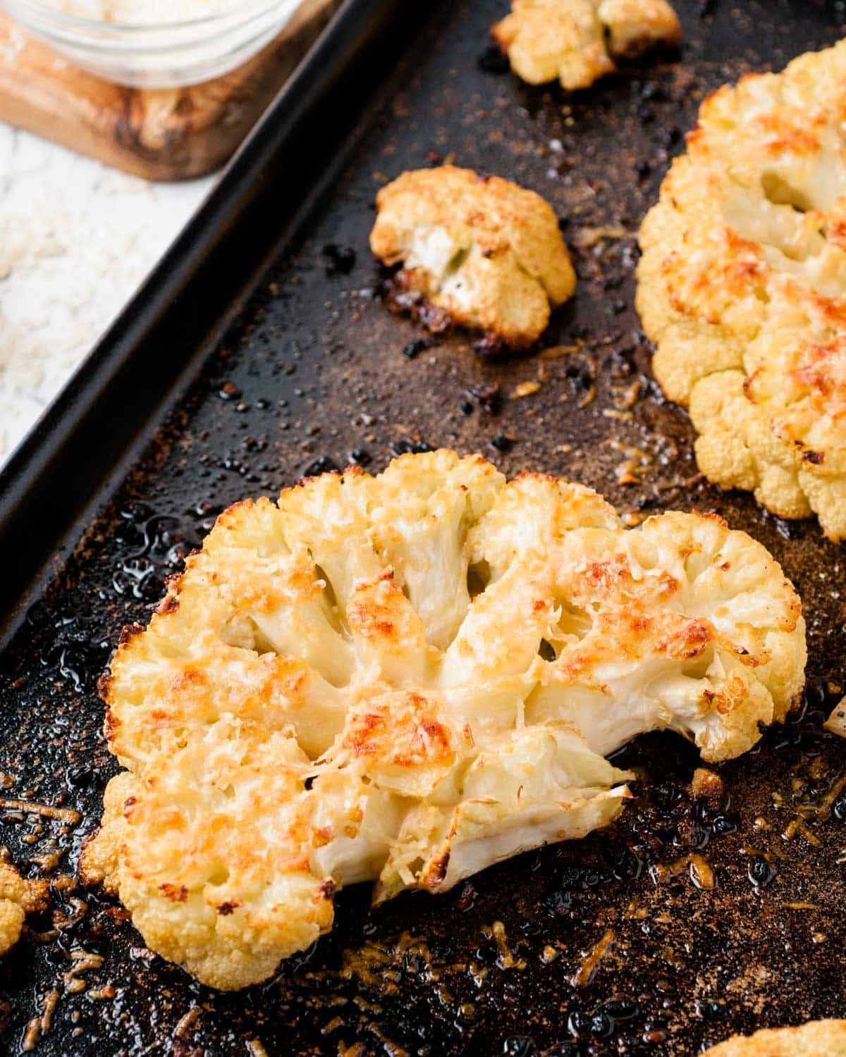 baked cauliflower on a pan