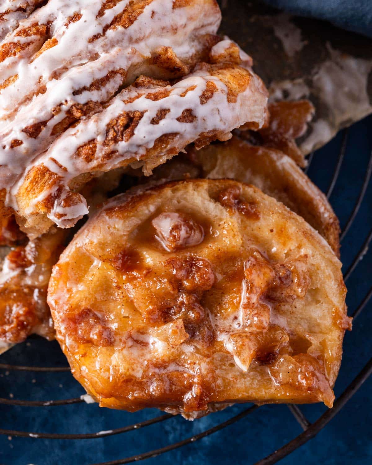 pull apart bread with diced apples and caramel